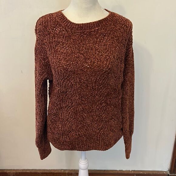 Pink Rose brown crewneck long sleeve sweater Size XS New - Picture 1 of 10